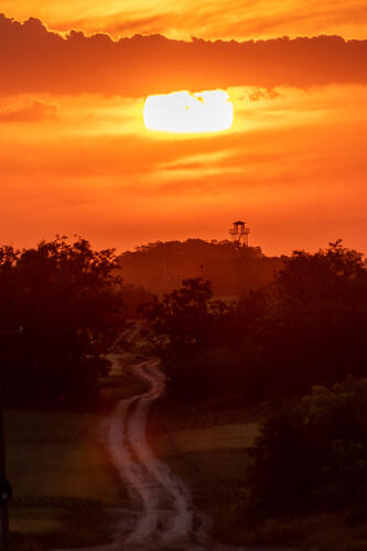 Sunset over watchtower